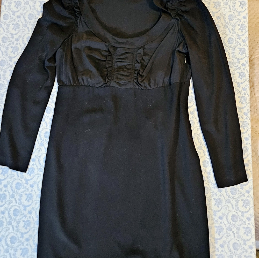 MIU MIU BLACK DRESS SIZE S PLEATED DETAIL SILK ITALY